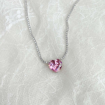 Heart-Shaped Tennis Necklace